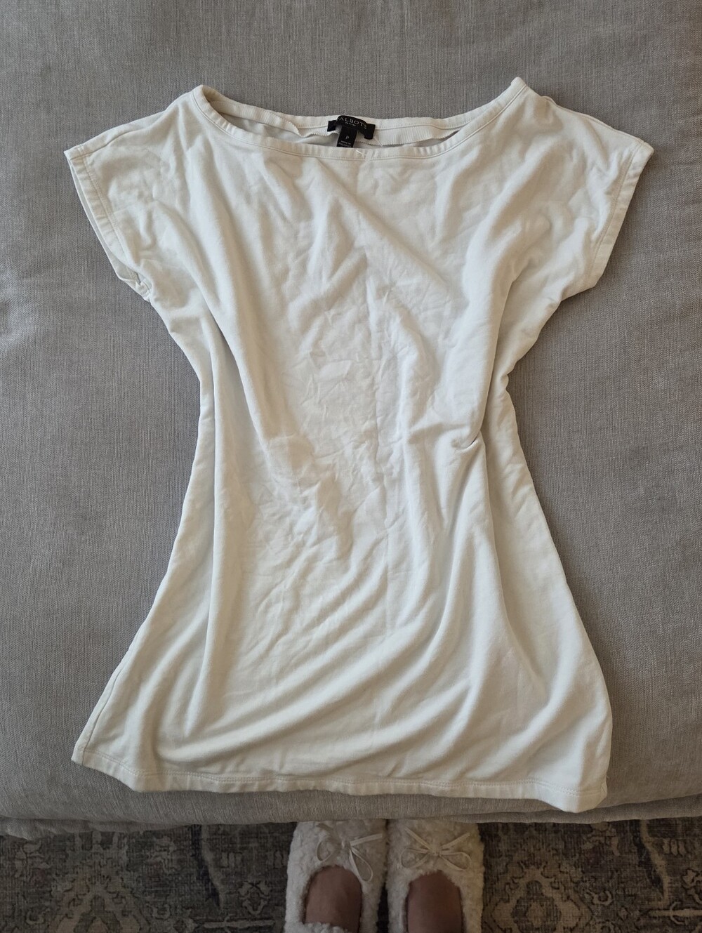 Talbots Cream Double Lined Boatneck Short Sleeve Top